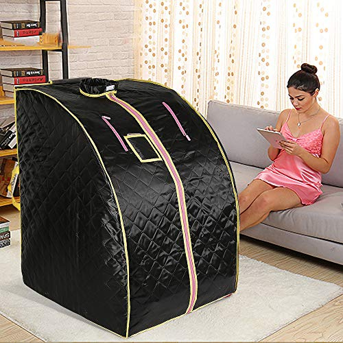 Sauna de infrarrojos, con 4 placas calefactoras, caja de sauna conveniente, Sauna saludable para el hogar, Individual, Ideal para desintoxicación y pérdida de Peso (80 * 70 * 98cm Negro)