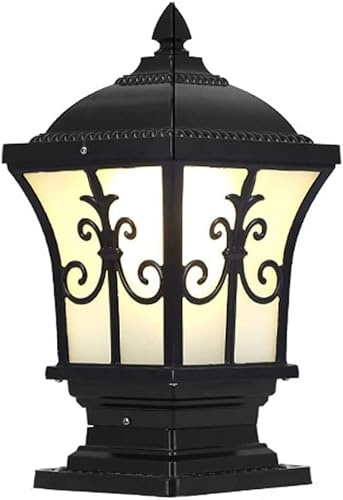 Extra Large Outdoor Post Lights Hard Wired Exterior Pillar Cap Light Fixture Farmhouse Brown Pole Mount Light Antique Black Lanterns Column Top Lamp,Charming Lighting