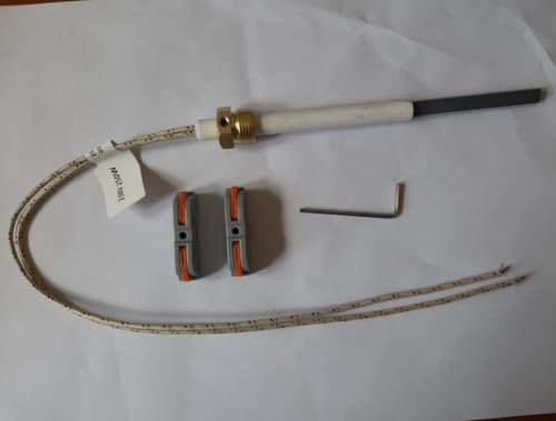Candela di accensione per Caldaia a pellet al QUARZO NUOVO 120 MM A 155 mm, regolabile 230v 250W meno consumo flangia G-3/8 Temperatura fino a 1300 Gradi C°