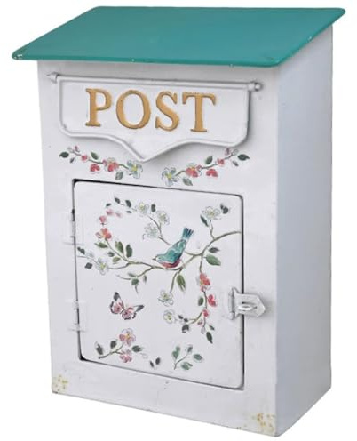 Cassetta Postale in Ferro Battuto in Stile Europeo - Cassetta Postale da Parete con Uccellini Floreali, Decorazione Rustica da Giardino, per Cortile, Villa