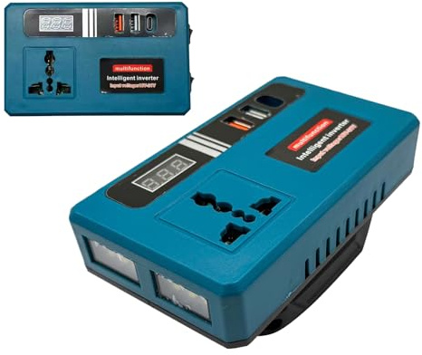Inverter de Batterie DC-AC – Adaptateur générateur 18V/21V pour Voyages et Quotidien | ABS Robuste avec Ports USB Haute Tension, léger et Flexible, Sortie 180V-220V pour Voitures, camions, Camping