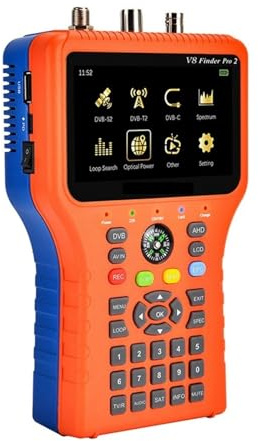 V8 Finder Pro DVB-S2 DVB-T2 DVB-C AHD H.265 Medidor de satélite Buscador Alta sensibilidad