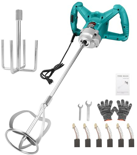 WingFly Agitatore per malta da 3200 W, 230 V, mescolatore per calcestruzzo, 6 marce, mescolatore per malta a mano, miscelatore elettrico per calcestruzzo, per miscelatori industriali e domestici