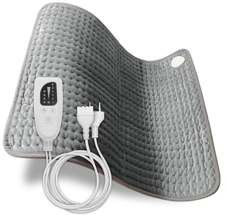 LED ATOMANT Manta Electrica Lumbar 60x50cm 150W, Almohadilla Termica para Espalda, Cuello, Hombros, Barriga y Piernas, Temporizador y Apagado Automatico, 6 Niveles de Temperatura, Ultrasuave