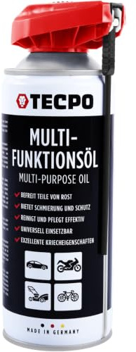 TECPO Lubrifiant multifonction 400 ml - Lubrifiant et dégraissant - Avec tube de pulvérisation pliable - Lubrifie, protège, nettoie, graisse avec protection contre l'usure et la corrosion