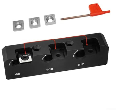 Dowel Maker Jig per la lavorazione del legno con inserti in carburo, strumento di fresatura con asta rotonda da 8-18 mm, compatibile con trapano elettrico, in lega di alluminio Dowe (8-10-12 mm 3 lame