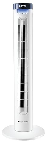Techly 621659 Ventilatore a Torre da Pavimento 36 3 Velocità con Telecomando Oscillazione 75° e Timer Bianco