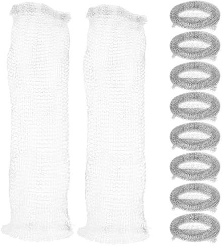 SHINEOFI Filtro Anti-Pelucchi per Lavatrice in Acciaio 304 Sacchetti Rete per Tubo di Scarico Set da 10 Pezzi Facile Installazione Migliora Flusso e Previene Intasamenti per Uso