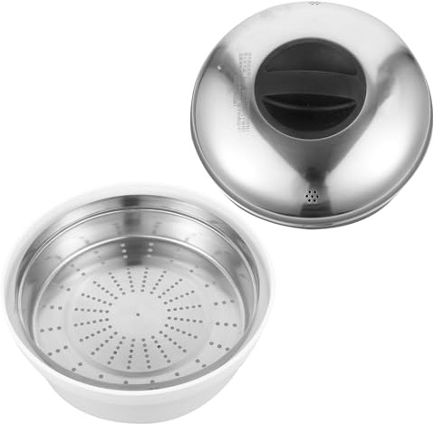 TOYANDONA Vaporiera da Microonde in Plastico e Acciaio Inossidabile, Set Facile da Pulire Coperchio, per Cuocere Verdure al Vapore Rapidamente in Cucina