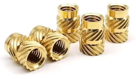Tuerca de inserción de cobre y latón M2 M2.5 M3 M4 M5 M6 M8M10 for moldeo por inyección de calor termofusible, impresión 3D, hilo moleteado de sarga doble(Length 3mm,10pcs M6(OD 8mm))