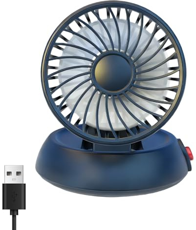 Rppiup Car Fan for Dashboard, 5V Foldable Car Fans that Blow Cold Air, Adjustable Desk Fan, 3 Speed 360 Rotatable Car Cooling Fan, USB Fan Silent Powerful for SUV, RV, Vehicle, Boat (1 Head Black)