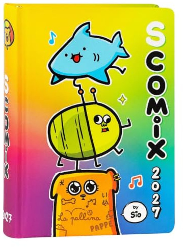 COMIX Scomix by Sio - Agenda Giornaliera 16 Mesi, Diario 2026-2027 per Scuola Elementare e Media, con Copertina Rigida e Colorata, 512 Pagine a Colori, per Bambini e Ragazzi, 12x16.5 cm