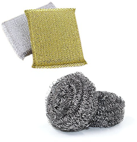 OUNONA 2er-Packung Verbesserte Stahlwolle Wäscher und Schwmme - hEdelstahl Scheuerspirale, Stahlschwamm, Küchenreiniger, Scheuerstark edelstahlwolle - Speziell für Harte Reinigung- zufllige Farbe