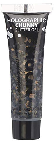 Holographisches Gesichts & Körper Chunky Glitzer Gel von Moon Glitter - 12ml - Schwarz - Glitzer Gesichtsfarbe
