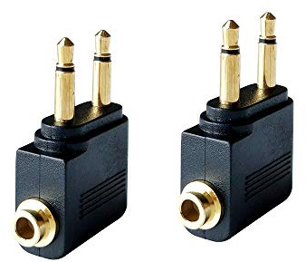 Posdou Dual 3.5mm Male to 3.5mm Female Airplane Headphone Adapter Gold Plated (2 Pack)