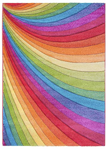 SrS Rugs® Candy Rainbow Rug - for Living Room, Lounge, Hallway, Kids Room, Playroom, Nursery - Boys & Girls - Hippy - Pride - Brighten Your Home (Rainbow, 200cm x 300cm)