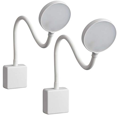SEBSON® 2x Lampara Enchufe Pared LED Blanca, Luz Lectura Regulable, Luz Nocturna Flexible, 4W blanca neutra 4000K, Aplique Pared - Lampara de Noche