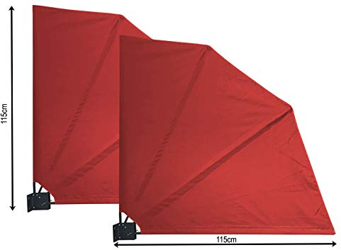 QUICK STAR 2 Stück Sichtschutz Fächer 115 x 115 cm Easy Mount Rotorange Blickdicht Balkon Trennwand Windschutz Sonnenschutz
