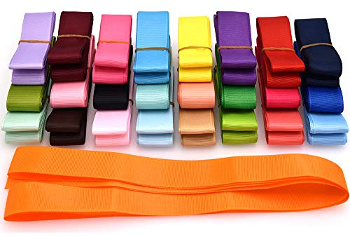 BOELLRUNO 25pcs 50M Ripsband Schleifenband Dekoband Schleifenband Geschenkband Bänder zum Basteln für Hochzeit Weihnachten Bänder Geschenkband (A)