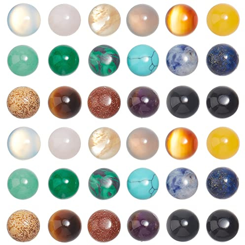SUPERFINDINGS 36 pz Cabochon di Pietre Preziose 8 mm Pietre Semitonde Cabochon 18 Colori Pietre di Quarzo Cristallo Flatback per Creazione di Gioielli Collana Orecchini