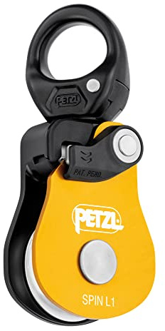 PETZL, Spin L1, Poulie Simple À Très Haut Rendement avec Déambulateur, Jaune, Taille Unique, Unisexe Adulte