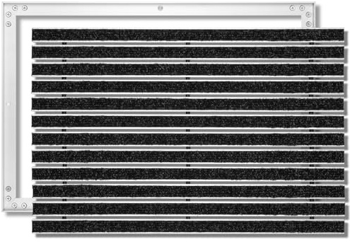 SWmat Fußabtreter für Innen & Außen I Eingangsmatte mit Aluminium Rahmen I Einbau Schmutzfangmatte & eingelassene Fußmatte Anthrazit 150 x 100 cm