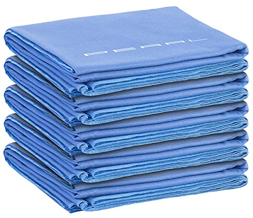 PEARL Microfaser Handtücher: 5er Pack Schnelltrocknendes Mikrofaser-Badetuch, 180 x 90 cm, blau (Mikrofaser Handtuch Strand, Grosses Badetuch, Survival)