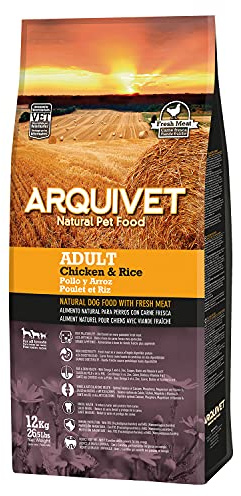 ARQUIVET Adult Adult hundfodret, kyckling, ris, 12 kg, naturlig tooli för vuxna av alla raser, torrfoder för hundar, hög smältbarhet, magmunnen