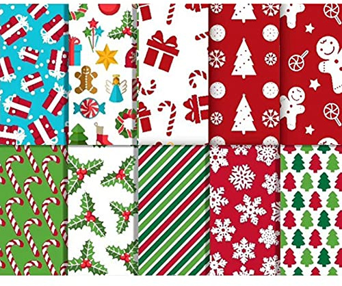 40 Stück Baumwollstoff Weihnachten, Weihnachtsmotiv Patchworkstoff Weihnachten Stoffpakete Patchwork Stoffe Baumwolle, Stoffe zum Nähen, Patchwork Stoffpaket zum Quilten DIY Basteln Handwerken, 15cm