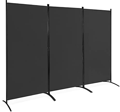 CASART Folding Room Divider, 3 Panels Protective Privacy Screens, Room Partition Privacy Separator Wall Furniture for Home, Office, Garden and Balcony(Black)