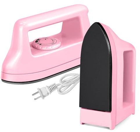 Mini Iron for Crafts Quilting, Travel Iron Household Iron Easy Iron Supplies Mini Electric Iron, Mini Heat Press Machine Sewing Sachine (Pink)