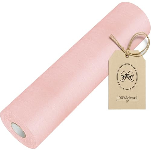 100%Mosel Runner da Tavolo in Tessuto Non Tessuto, in Rosa Chiaro (30 cm x 25 m), Runner Decorativo da Tavola, elegante Decorazione da Tavola per Compleanni & Matrimoni
