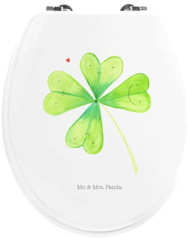 Mr. & Mrs. Panda Motiv WC Sitz Blume Kleeblatt - Geschenk, Toilette, Blumen Deko, Toilettendeckel, WC-Sitz, Blumen, Glück, Klobrille, Pflanzen, neuer