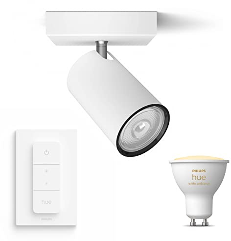 Philips Kosipo Einbaustrahler Weiß - 1 Leuchte - Einbaustrahler inkl. Philips Hue White Ambiance GU10 & Dimmer - Bluetooth
