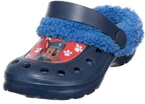 Brandsseller Kinder Clogs Winter Hauschuhe Gartenschuhe Leicht | Warm | Gefüttert | mit Motiven im Stil von Paw Patrol Dunkelblau/Blau 29/30