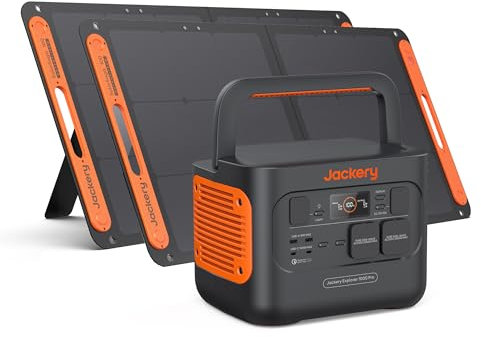 Jackery Solargenerator 1000 Pro, 1002Wh Powerstation mit 2 * 100 W Solarmodulen, AC-Schnellladung in 1,8 Std., Dual PD 100W Ports, zweiseitige Sonnenlichtabsorption, für Camping und Stromausfälle