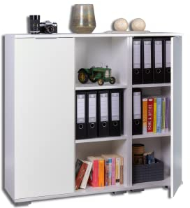 Kommode Mehrzweckkommode 120,3 x 109,5 x 35 cm Bücherschrak Aktenschrank Abstellkommode Weiß Für Akten und Ordner Regal Mit Türen
