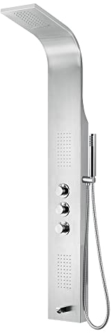 Panel de ducha de 5 funciones, con válvula termostática, cromado, 160 x 20 x 6,5 cm