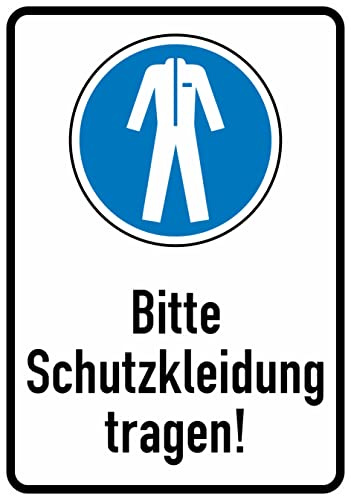 Daged Bitte Schutzkleidung tragen Aufkleber 23x16 cm Hinweiszeichen Sicherheitszeichen Sticker T-138