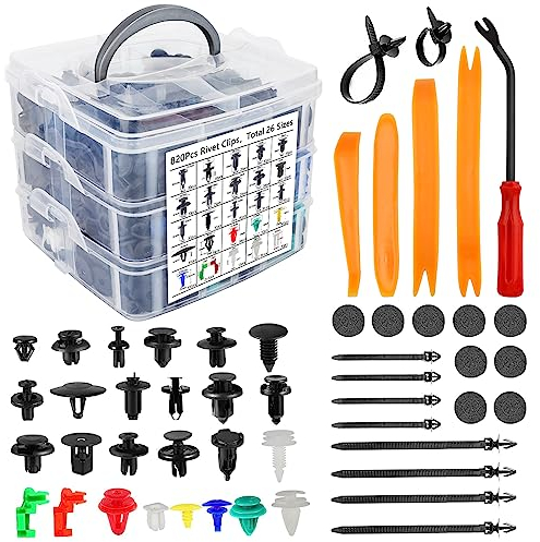 1000 Pcs Rivetti in Plastica per Auto, Clip di Fissaggio Auto Clip di Fissaggio per Portiere, Morsetti paraurti Protezione per rivetti in plastica per Paraurti, Parafanghi, Porte, Pannelli