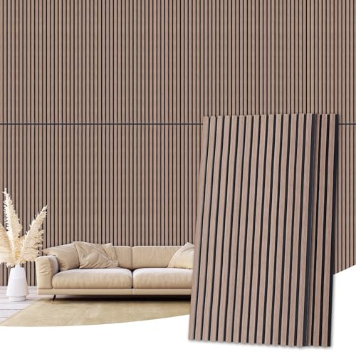 2 PCS Acoustic Panels Wood Wall Panels, Wood Slat Wall Panels for Interior Wall Decor and Ceilings, Fluted Wall Panels Soundproof Paneling (47.2 x 23.6IN, Black Rose)
