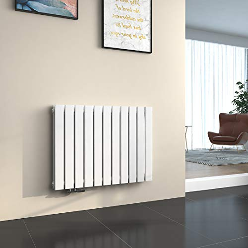 EMKE Radiateur Mural Blanc Horizontal en Acier Double Couche 63 x 85 cm, 1136W pour Salle de Bain