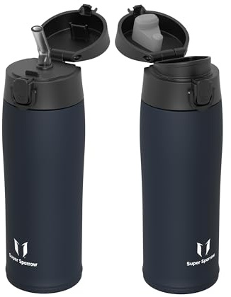 Sparrow Gourde Isotherme Enfant 500ml - Bouteille Isotherme - 2 Couvercles | Gourde Inox, Étanche Bouteille, Sans BPA, Compatible Lave-Vaisselle, TwinSip, École, Sportif