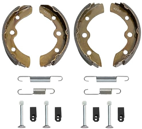 Golf Cart Club Car Brake Shoes Pads and Spring Kit for Club Car DS G&E 1995-Up (Automatic Adjust) and Precedent, Golf Cart Drum Brake Shoe Pads (2 Short & 2 Long) Replaces # 1018232-01,1018163-01