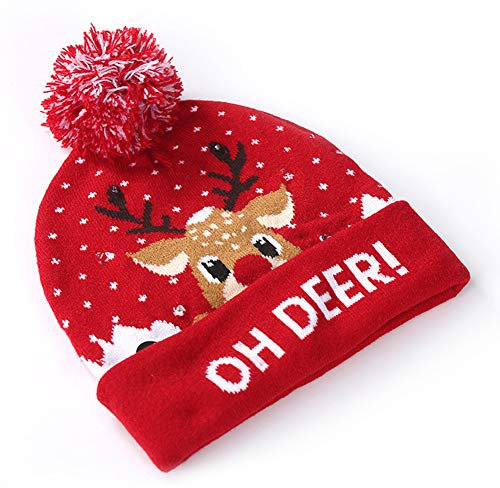 Srliya Unisex-LED-Strick-Weihnachtsmütze, Bunt Leuchtende Beanie-Mütze für Kinder, Männer und Frauen, Schneeurlaub, Festival, Geburtstagsfeier, Neuheitsmütze (1)