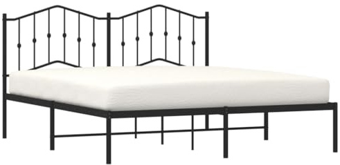 vidaXL Sängram med huvudgavel metall svart 180x200 cm, säng, metallsäng, metall sängram, sängar, metallsängar, metall sängramar, gästsäng, gästsängar