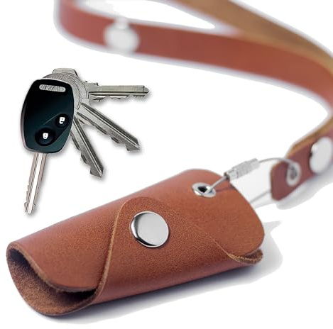 Llavero Organizador de Llaves de CUERO - Estuche Funda de Piel protector para 1-5 llaves Premium - Ideal regalo UNISEX - Porta llaves Vintage Minimalista Original - Incluye TIRA de CUERO