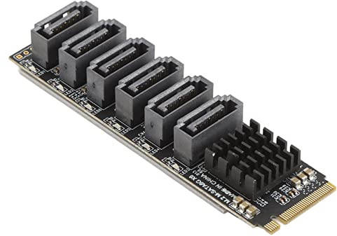 M.2 zu SATA3.0 Adapterkarte 6 Gbit/s Hochgeschwindigkeit ASM1166 M.2 PCIE zu SATA Erweiterungskarte mit Smart Indicator für OS X, Windows, Linux