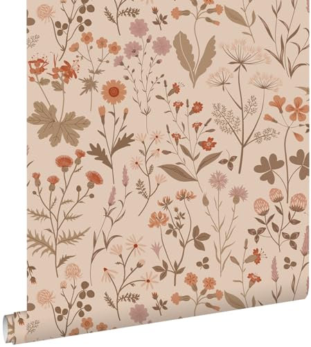 papier peint fleurs des champs rose terracotta 53 cm x 10.05 m - ESTAhome