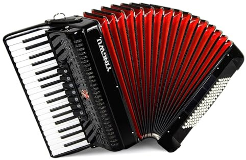 Accordion 37 Keys 96 Bass, Professional Piano-Style Accordion with German Reeds & Airtight Bellows, for Beginners Advanced Players, Stage Studio Folk Jazz Classical, w/Backpack Strap(Black)